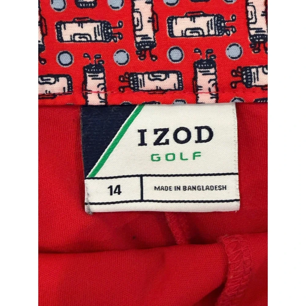 IZOD Golf‎ Skort Womens 14 Red Golf Bag Print Active Skirt Mini Shorts Athletic